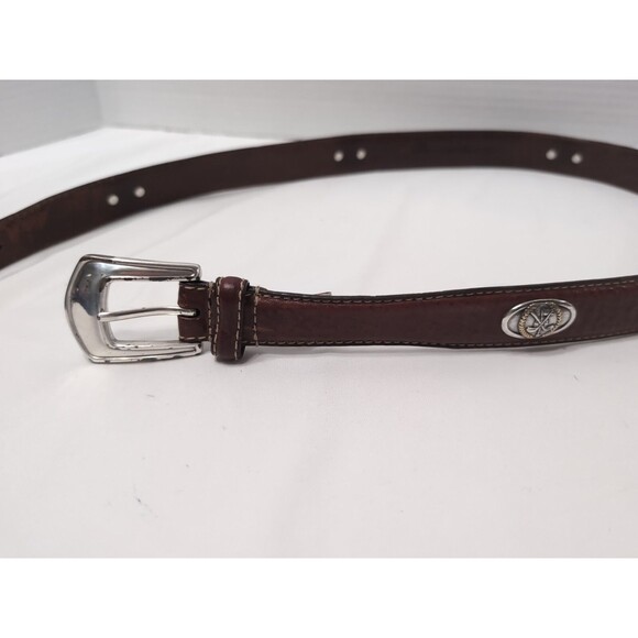 Fossil Other - FOSSIL ITALIAN Full Grain Cowhide Leather Golf Theme Medallion Belt Sz 36 FOSSIL